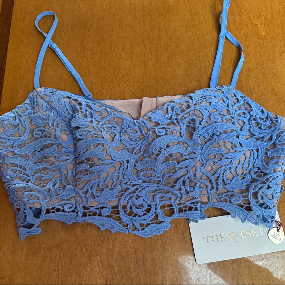 The Jetset Diaries. Periwinkle blue bra top. Size small. NWT